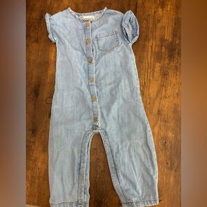 Girl’s 18M Organic Cotton Chambray Jumpsuit